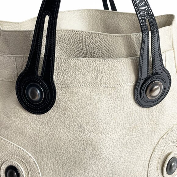 Marni Italy Off White Cream ivory Pebbled Leather Large Carryall Tote Bag - Picture 8 of 10